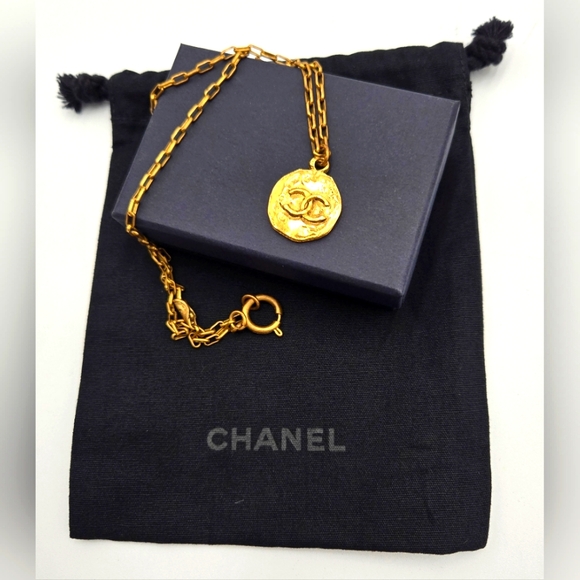 #30  CHANEL Coco Mark GP Round Gold Necklace - Picture 1 of 9